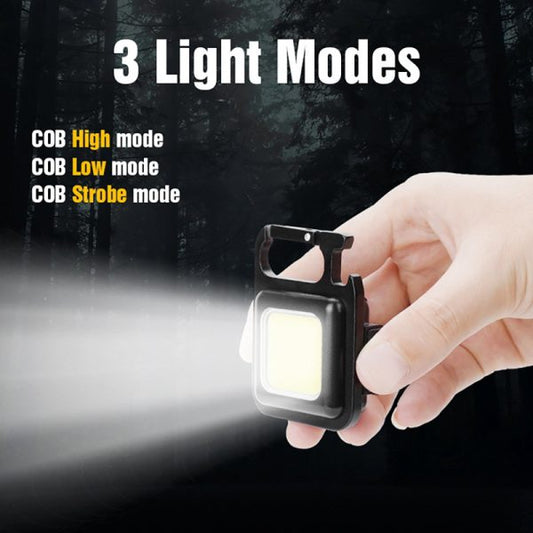 Rechargeable Key-chain Mini Cob Led Flashlight | Led Flashlight Key-chain With Bottle Opener ( Black Color )