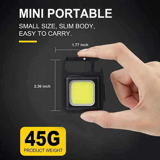 Rechargeable Key-chain Mini Cob Led Flashlight | Led Flashlight Key-chain With Bottle Opener ( Black Color )